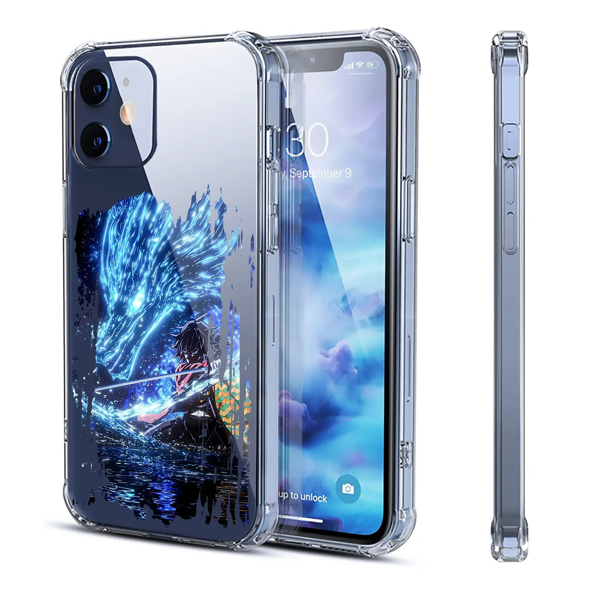 鬼滅の刃 グッズ,冨岡 義勇 - IPhone 12シリーズ対応 ・ 透明スマホケース ・ クリアソフトケース ・ TPU素材 ・ 耐衝撃 ・ 高密着 ・ 防汚 防指紋 ・ 簡単着脱